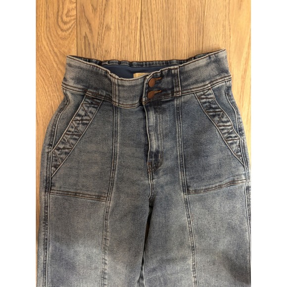 Farmers Market Wide Leg Cropped Jeans Womens Size 4 High Rise Button Fly - Picture 4 of 7